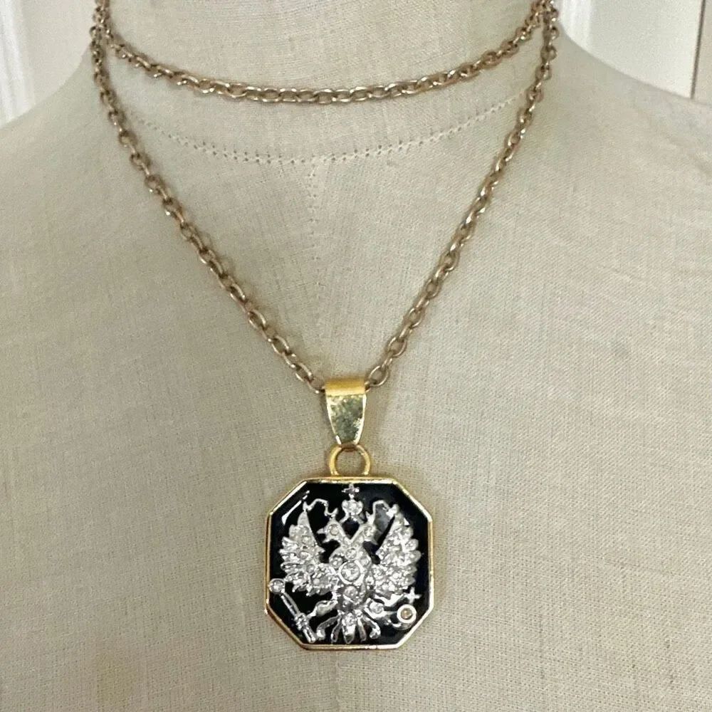 Joan Rivers Imperial Eagle Enamel Pendant Necklace